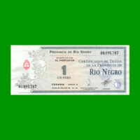 BONO DE RIO NEGRO $ 1,00, EC 374, AÑO 1995, ESTADO MUY BUENO+ .-