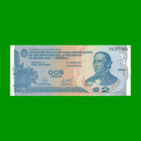 BONO DE ENTRE RIOS $ 2,00, EC 330, AÑO 01/10/2001, ESTADO EXCELENTE+ .-