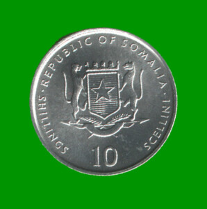 MONEDA DE SOMALIA 10 CHELIN, CONMEMORATIVA, AÑO 2000, ESTADO NUEVA.-