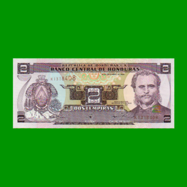 BILLETE DE HONDURAS 2 LEMPIRAS, PICK 80Ab, AÑO 2000, ESTADO SIN CIRCULAR.-