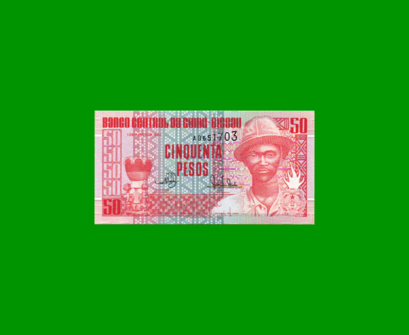 BILLETE DE GUINEA BISSAU 50 PESOS, PICK 10, AÑO 1990, ESTADO SIN CIRCULAR.-