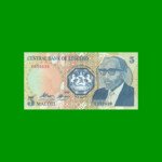 BILLETE DE LESOTHO 5 MALOTI, PICK 10, AÑO 1989, ESTADO SIN CIRCULAR.-