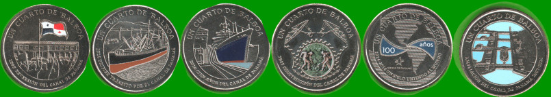 PANAMA SET DE SEIS MONEDAS DE 1/ 4 BALBOA, CONMEMORATIVAS, AÑO 2016, ESTADO NUEVAS.-