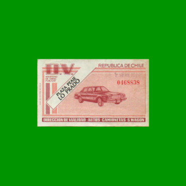 BILLETE DE CHILE, PEAJE "LO PRADO", RUTA 68, AÑO 1987, ESTADO EXCELENTE- .-