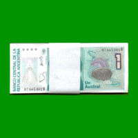 FAJO DE BILLETES AUSTRALES, 1 AUSTRAL, BOT 2804, PICK 323b, AÑO 1986, ESTADO SIN CIRCULAR.-