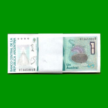 FAJO DE BILLETES AUSTRALES, 1 AUSTRAL, BOT 2804, PICK 323b, AÑO 1986, ESTADO SIN CIRCULAR.-