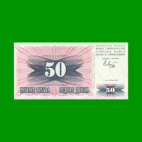 BILLETE DE BOSNIA - HERZEGOVINA 50 DINARA, PICK 12, AÑO 1992, ESTADO SIN CIRCULAR.-