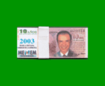 FAJO DE BILLETES DE CARLOS MENEM, PUBLICITARIO, FANTASIA, AÑO 2003, ESTADO SIN CIRCULAR.-