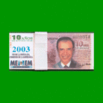 FAJO DE BILLETES DE CARLOS MENEM, PUBLICITARIO, FANTASIA, AÑO 2003, ESTADO SIN CIRCULAR.-