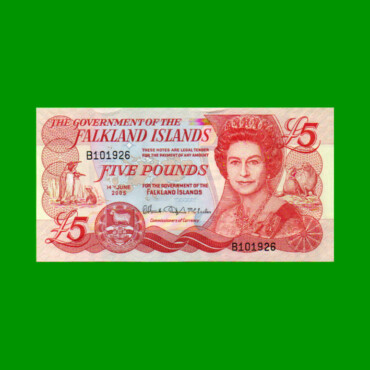 BILLETE DE ISLAS MALVINAS 5 LIBRAS, PICK 17, ESTADO SIN CIRCULAR.-