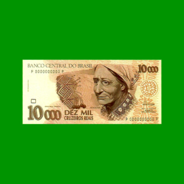 BILLETE DE BRASIL  10.000 CRUZEIROS, FASCIMIL, AÑO 1993, RENDEIRA, ESTADO SIN CIRCULAR.-