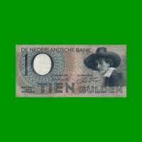 BILLETE DE HOLANDA 10 GULDEN, PICK 59, AÑO 1944, ESTADO BUENO.-