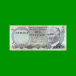 BILLETE DE TURQUIA 5 LIRAS, PICK 185, AÑO L. 1970 (1976), ESTADO SIN CIRCULAR.-