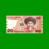 BILLETE DE KYRGISTAN 20 SOM, PICK 19, AÑO 2002, ESTADO SIN CIRCULAR.-