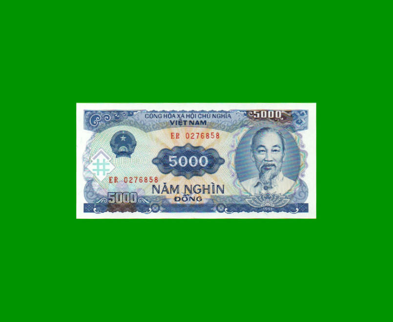 BILLETE DE VIETNAM 5.000 DONG, PICK 108, AÑO 1991, ESTADO SIN CIRCULAR.-