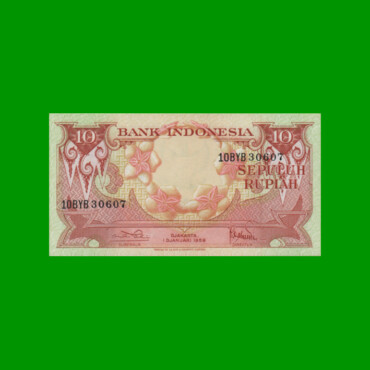 BILLETE DE INDONESIA 10 RUPIAS, PICK 66, AÑO 1959, ESTADO SIN CIRCULAR.-