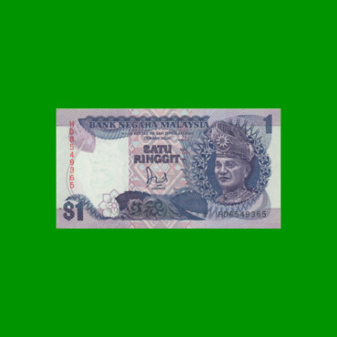 BILLETE DE MALASIA 1 RINGGIT, PICK 27, ESTADO SIN CIRCULAR.-