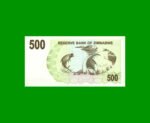 BILLETE DE ZIMBABWE 500 DOLARES, PICK 43, ESTADO SIN CIRCULAR.- - Imagen 2