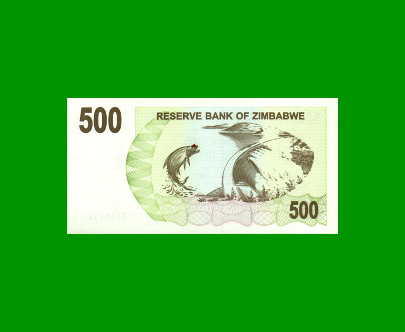 BILLETE DE ZIMBABWE 500 DOLARES, PICK 43, ESTADO SIN CIRCULAR.- - Imagen 2