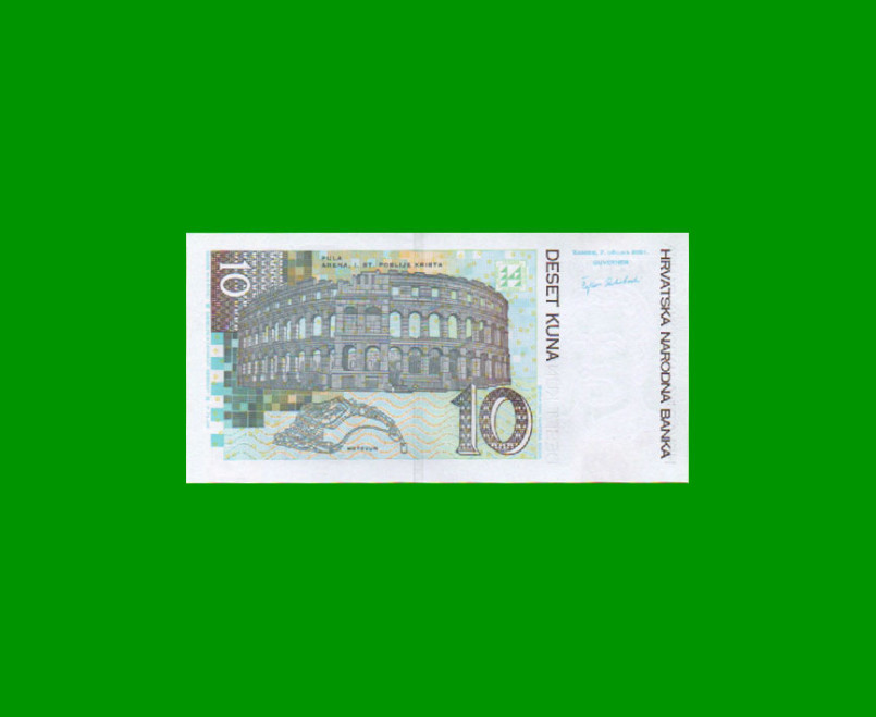 BILLETE DE CROACIA 10 KUNA, PICK 38, AÑO 2001, ESTADO SIN CIRCULAR.- - Imagen 2