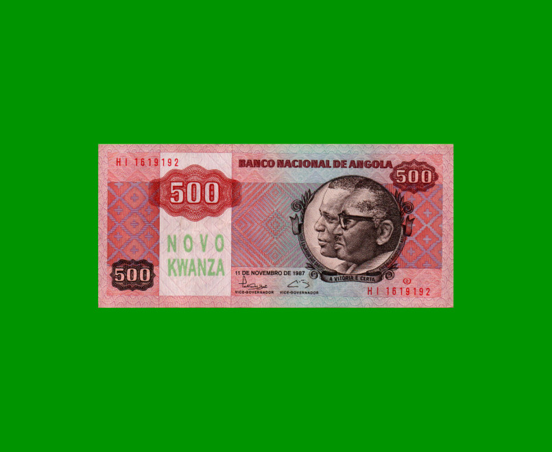 BILLETE DE ANGOLA 500 KWANZAS, PICK 123, AÑO 1987, ESTADO MUY BUENO.-