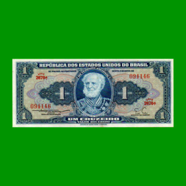 BILLETE DE BRASIL 1 CRUZEIRO, PICK 150b, AÑO 1955, ESTADO EXCELENTE.-