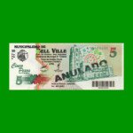 BONO MUNICIPALIDAD DE BELL VILLE $5,00, AÑO 2002/2003, ESTADO SIN CIRCULAR.-