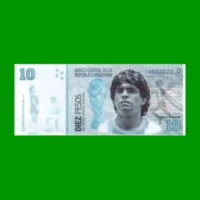 BILLETE DE DIEGO MARADONA, $10,00 AÑO 2020, FANTASIA, ESTADO SIN CIRCULAR.-