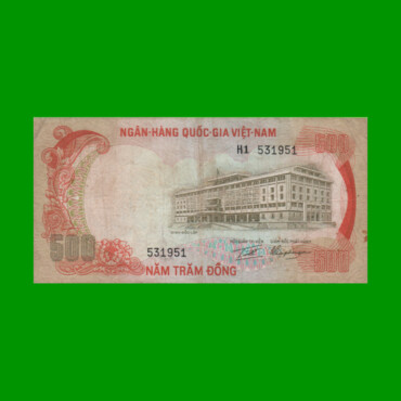 BILLETE DE VIETNAM DEL SUR 500 DONG, PICK 33, AÑO 1972, ESTADO MUY BUENO- .-