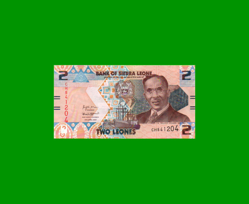 BILLETE DE SIERRA LEONA 2 LEONES, PICK 35, AÑO 2022, ESTADO SIN CIRCULAR.-