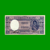 BILLETE DE CHILE $ 5,00, PICK 119, AÑO 1958, ESTADO EXCELENTE.-