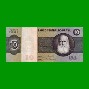 BILLETE DE BRASIL 10 CRUZEIROS, PICK 193e, AÑO 1980, ESTADO EXCELENTE.-