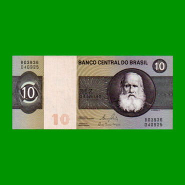 BILLETE DE BRASIL 10 CRUZEIROS, PICK 193e, AÑO 1980, ESTADO EXCELENTE+ .-