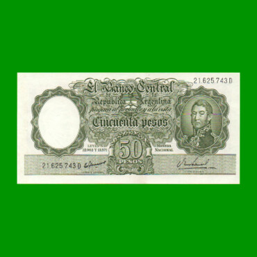 MONEDA NACIONAL $50,00, BOT 2025, AÑO 1968, ESTADO SIN CIRCULAR.-