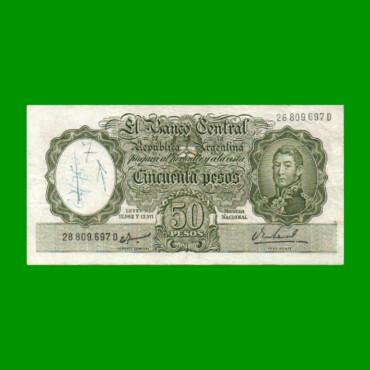 MONEDA NACIONAL $50,00, BOT 2025a, AÑO 1968, ESTADO MUY BUENO- .-