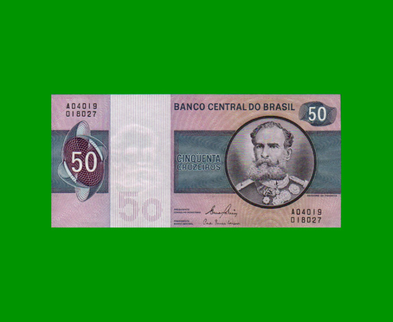 BILLETE DE BRASIL 50 CRUZEIROS, PICK 194c, AÑO 1980, ESTADO SIN CIRCULAR.-