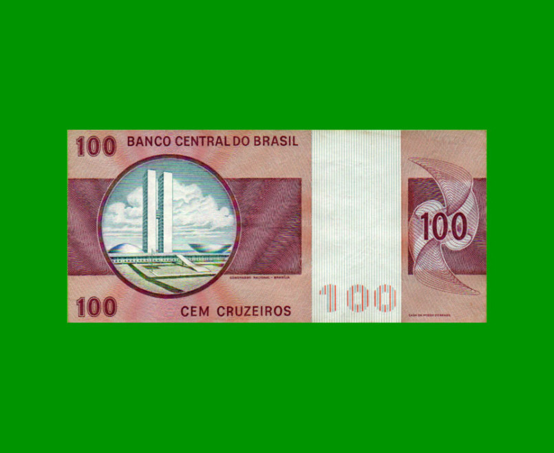 BILLETE DE BRASIL 100 CRUZEIROS, PICK 195Aa, AÑO 1974, CAT 146, ESTADO EXCELENTE.- - Imagen 2