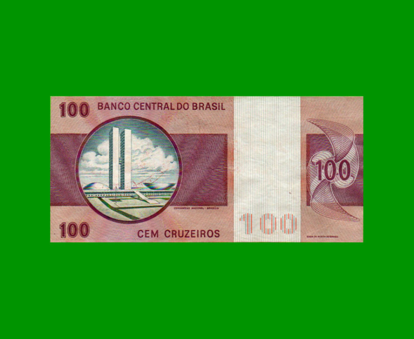 BILLETE DE BRASIL 100 CRUZEIROS, PICK 195Ab, AÑO 1981, ESTADO EXCELENTE.- - Imagen 2