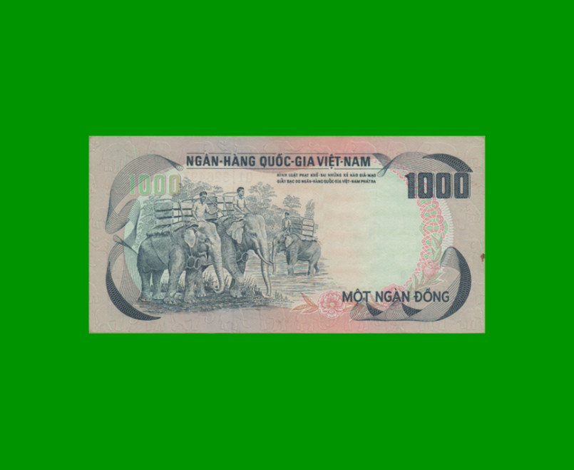 BILLETE DE VIETNAM DEL SUR 1.000 DONG, PICK 34, AÑO 1972, ESTADO EXCELENTE.- - Imagen 2