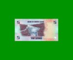 BILLETE DE SIERRA LEONA 5 LEONES, PICK 36, AÑO 2022, ESTADO SIN CIRCULAR.- - Imagen 2