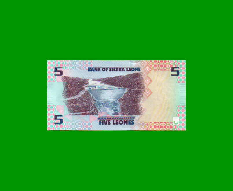 BILLETE DE SIERRA LEONA 5 LEONES, PICK 36, AÑO 2022, ESTADO SIN CIRCULAR.- - Imagen 2