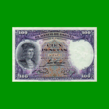 BILLETE DE ESPAÑA 100 PESETAS, PICK 83, AÑO 1931, ESTADO EXCELENTE- .-