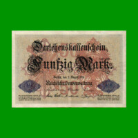 BILLETE DE ALEMANIA 50 MARCOS, PICK 49a, AÑO 1914, ESTADO MUY BUENO+ .-