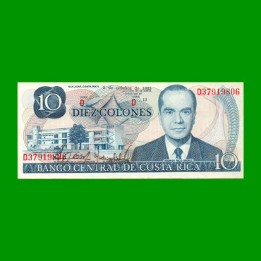 BILLETE DE COSTA RICA 10 COLONES, PICK 237b, AÑO 1985, ESTADO SIN CIRCULAR.-