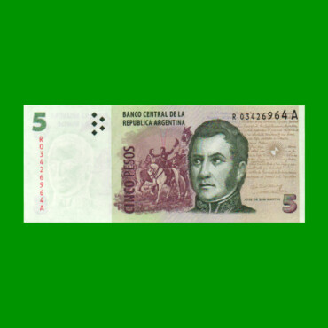 REPOSICION BILLETE CONVERTIBLE SEGUNDO DISEÑO $ 5,00, BOT 3337, ESTADO SIN CIRCULAR.-