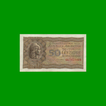 MONEDA NACIONAL 0,50 CTVOS, BOT 1907, AÑO 1956, ESTADO EXCELENTE- .-