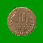 MONEDA DE CHILE 10 PESOS,  AÑO 1988, ESTADO USADA.-