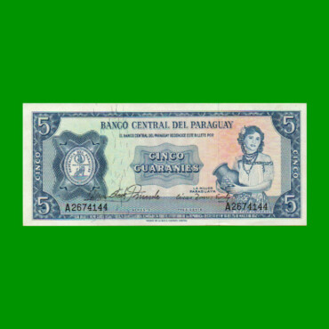 BILLETE DE PARAGUAY 5 GUARANIES, PICK 194, ESTADO SIN CIRCULAR.-