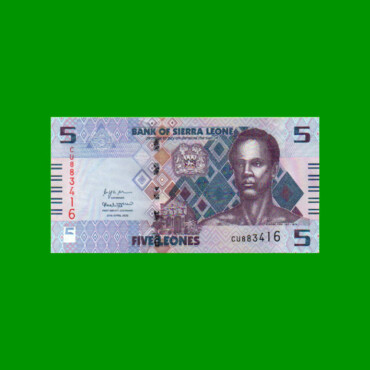BILLETE DE SIERRA LEONA 5 LEONES, PICK 36, AÑO 2022, ESTADO SIN CIRCULAR.-