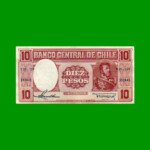 BILLETE DE CHILE $ 10,00, PICK 120, AÑO 1958/59, ESTADO EXCELENTE- .-